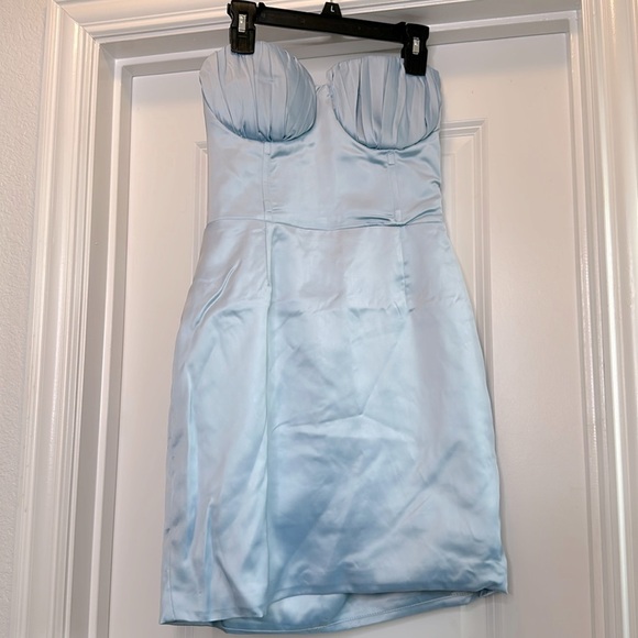 Naked‎ Wardrobe Satin ice blue strapless mini dress size Small - Picture 1 of 5